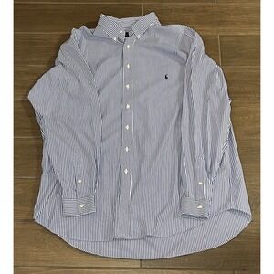 Ralph Lauren Button Down Shirt Mens 3XLT Big & Tall Blue Striped Dress Pony